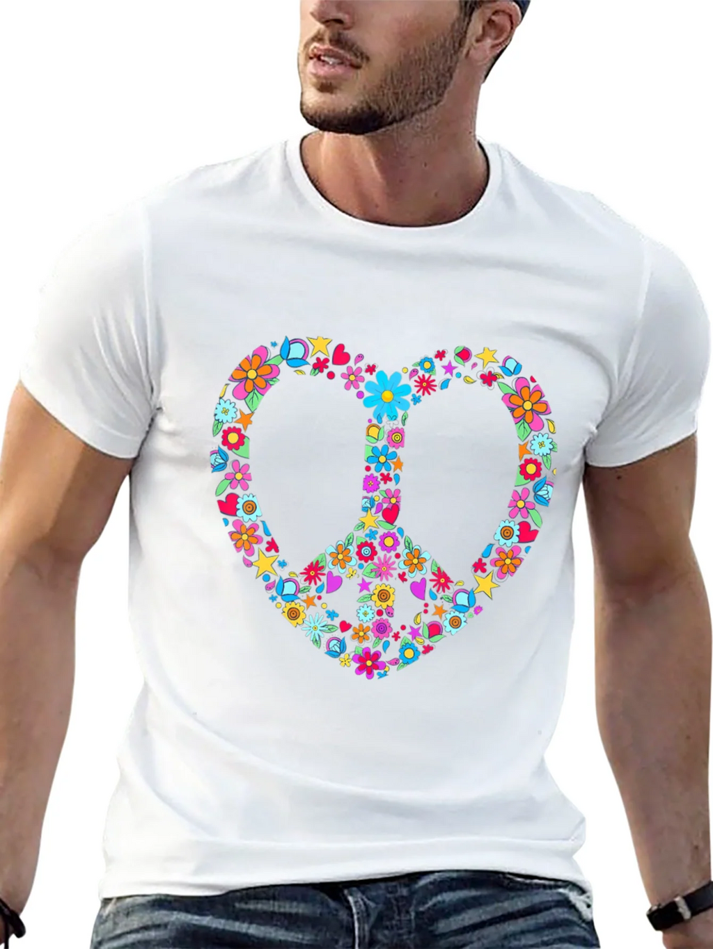 Floral Peace Sign Heart Graphic T-Shirt product image 12