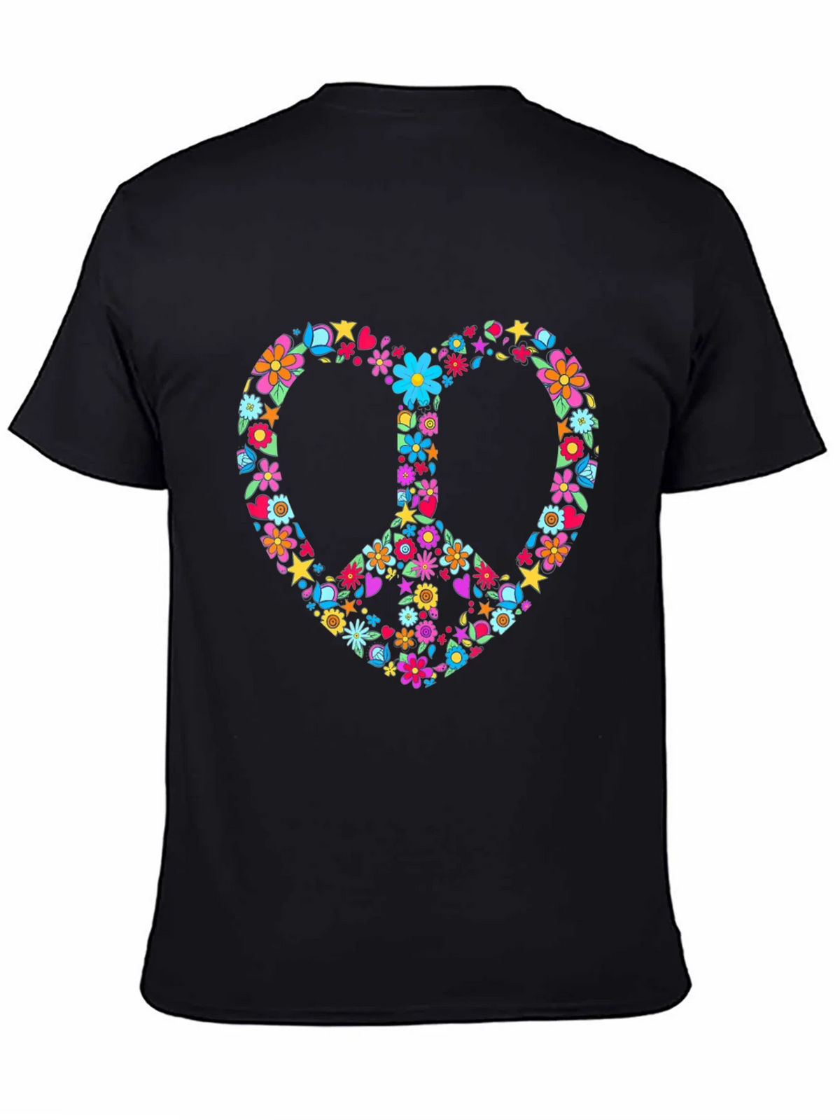 Floral Peace Sign Heart Graphic T-Shirt product image 4