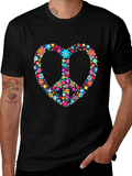 Floral Peace Sign Heart Graphic T-Shirt product image 1
