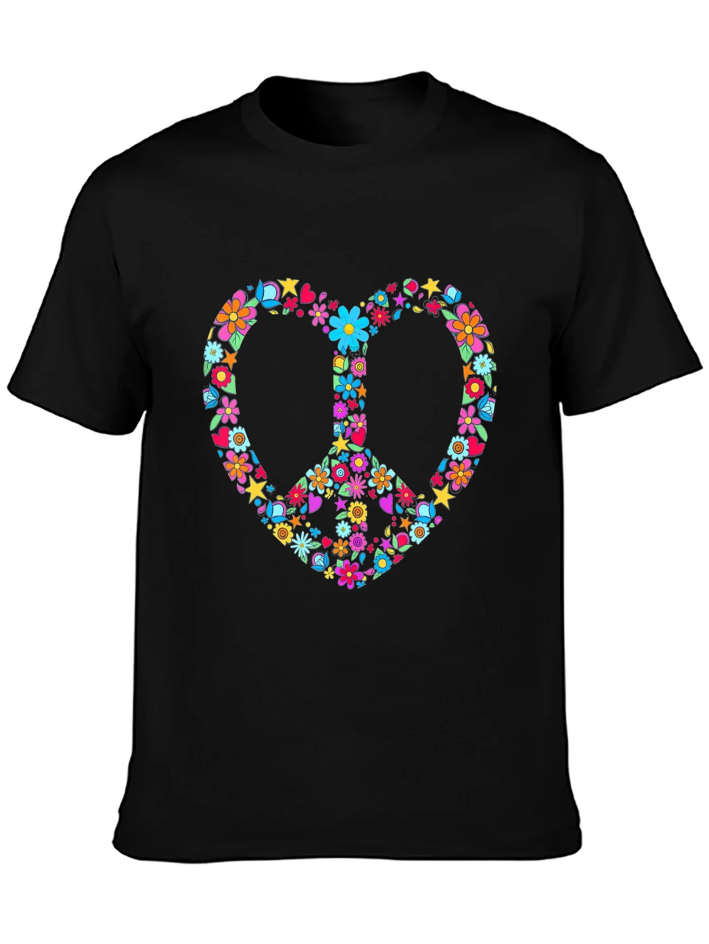 Floral Peace Sign Heart Graphic T-Shirt product image 3