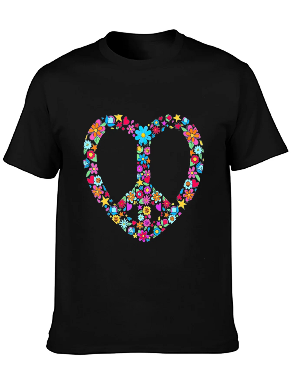 Floral Peace Sign Heart Graphic T-Shirt product image 3