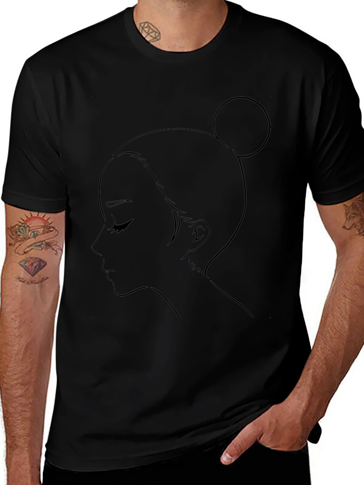 Elegant Woman Silhouette Graphic Tee - Black product image 1