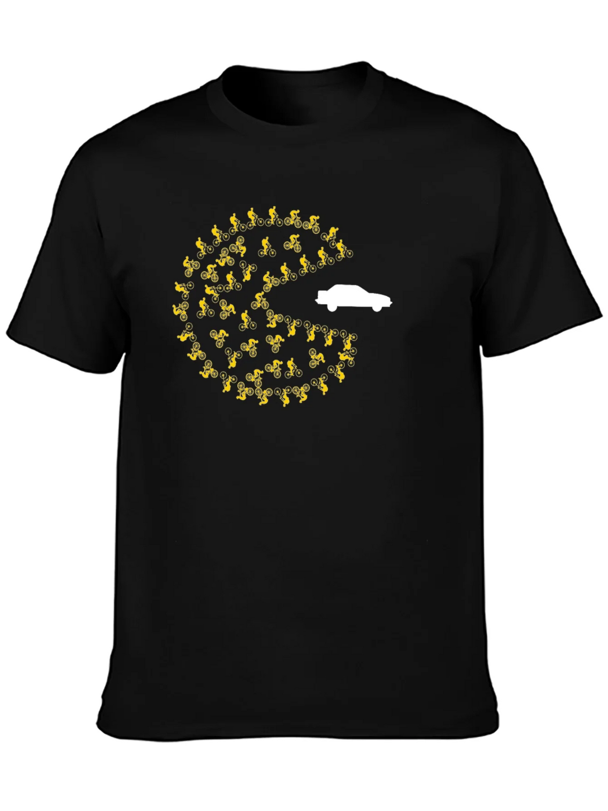 Pac-Man Car Chasing Cyclists Graphic T-Shirt product image 1