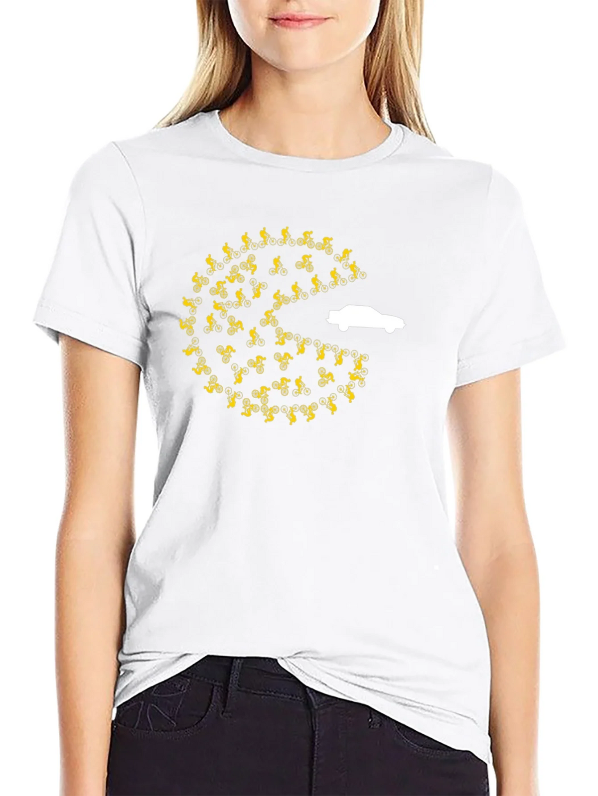 Pac-Man Car Chasing Cyclists Graphic T-Shirt product image 4