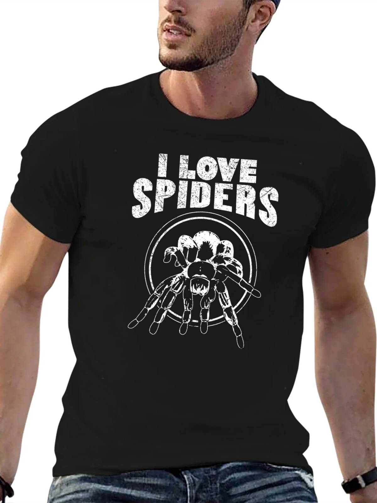 I Love Spiders Graphic Tee - Black Cotton T-Shirt product image 3