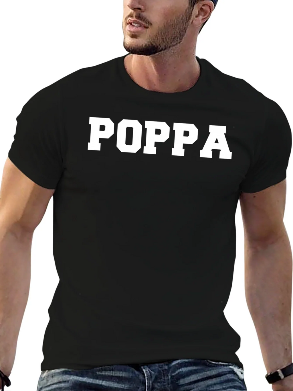 POPA Graphic Tee - Solid Black Cotton Blend product image 4