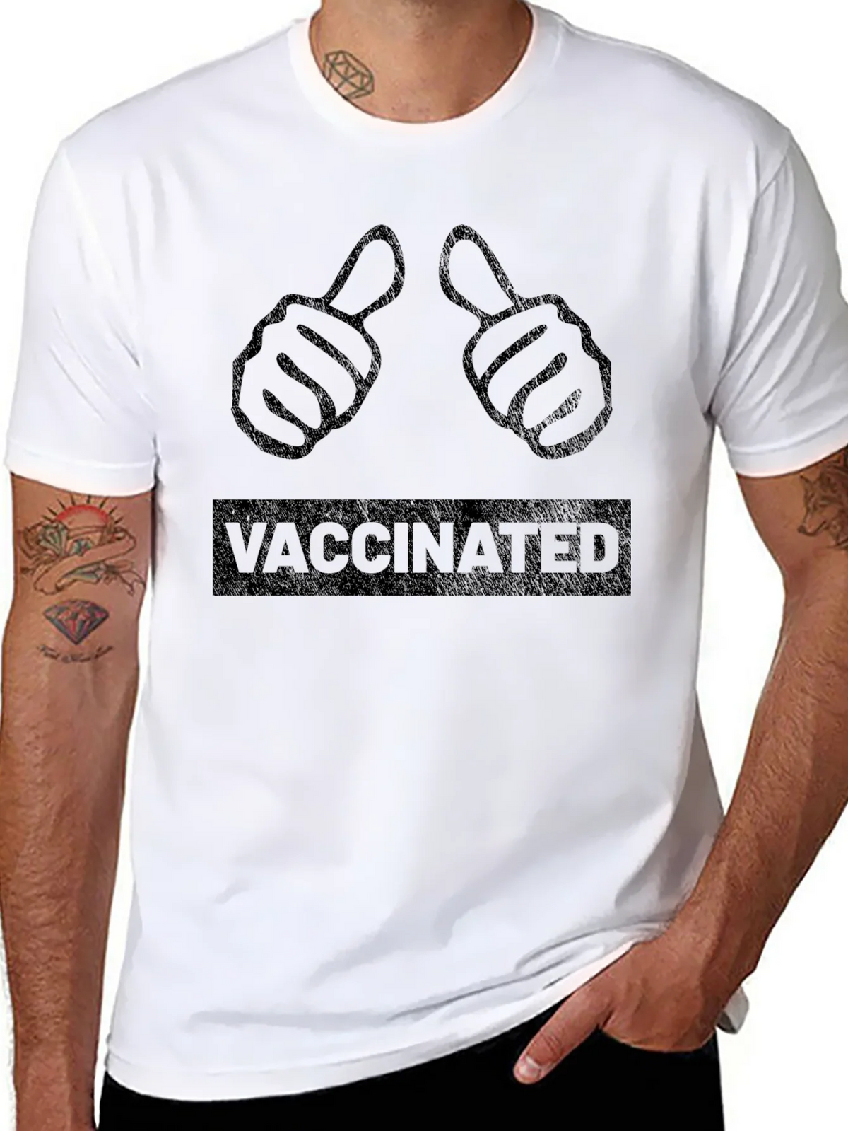 Vaccinated Thumbs Up Graphic T-Shirt product image 7