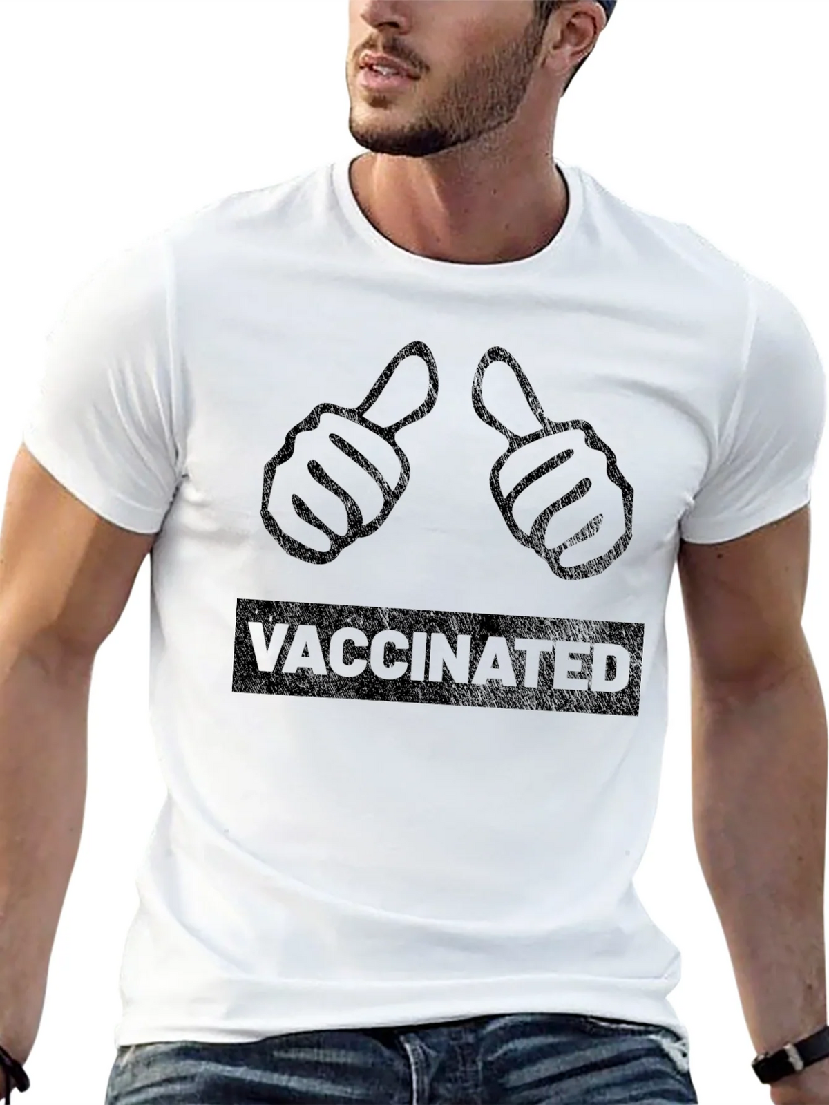 Vaccinated Thumbs Up Graphic T-Shirt product image 12