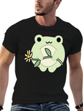 Cute Frog Holding Flower Graphic T-Shirt product image 1