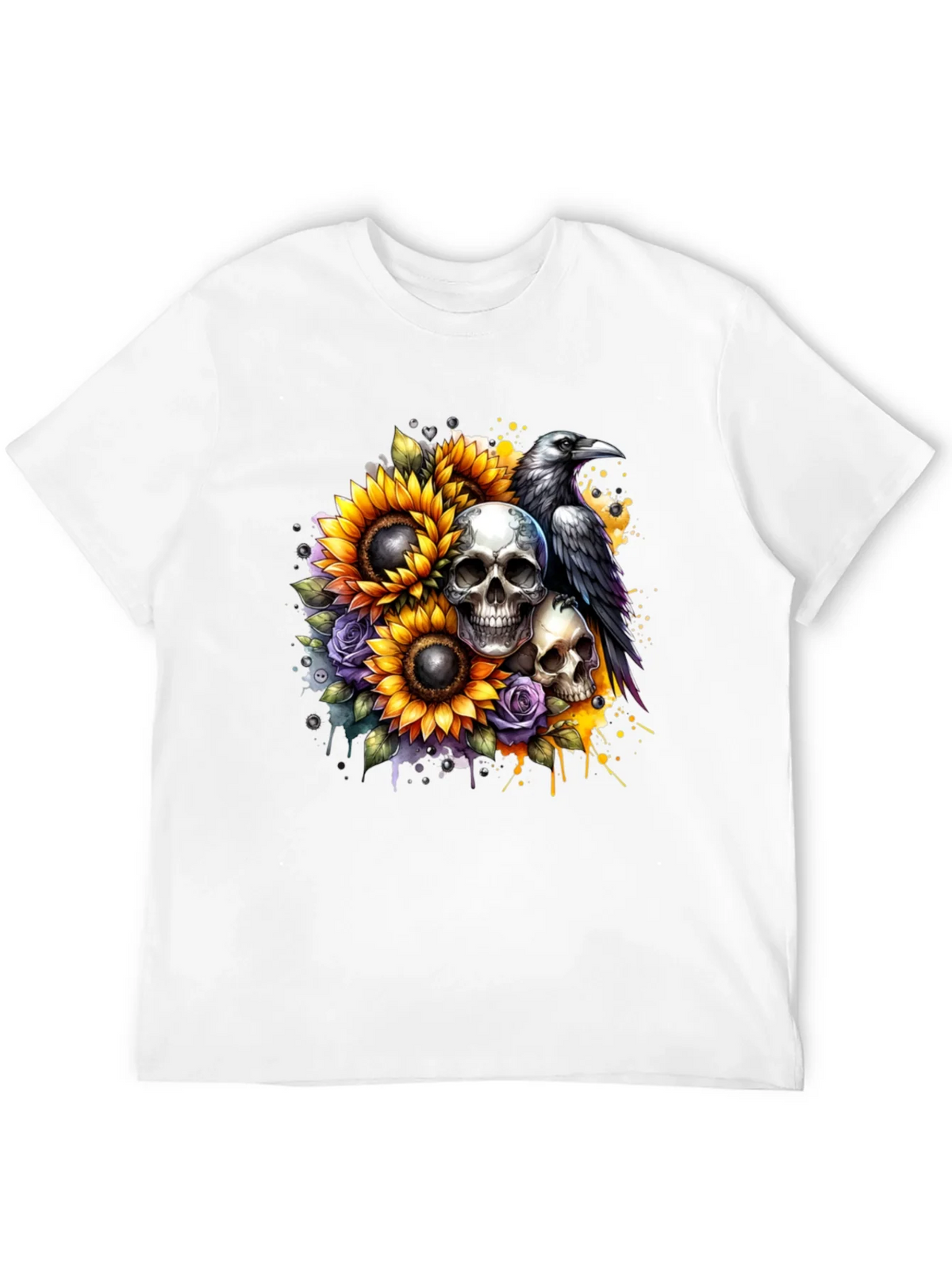 Skull Raven and Sunflower Graphic Tee product image 2