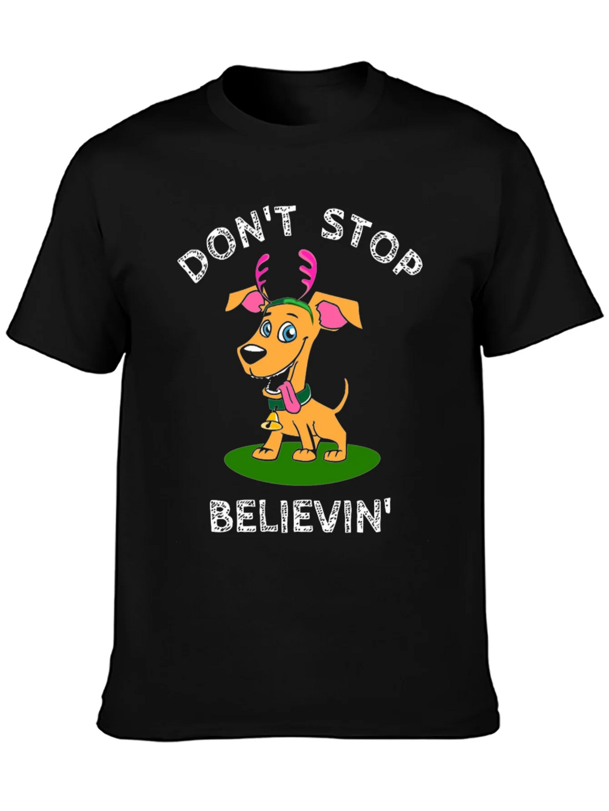 Dont Stop Believin Dog Christmas T-Shirt product image 2