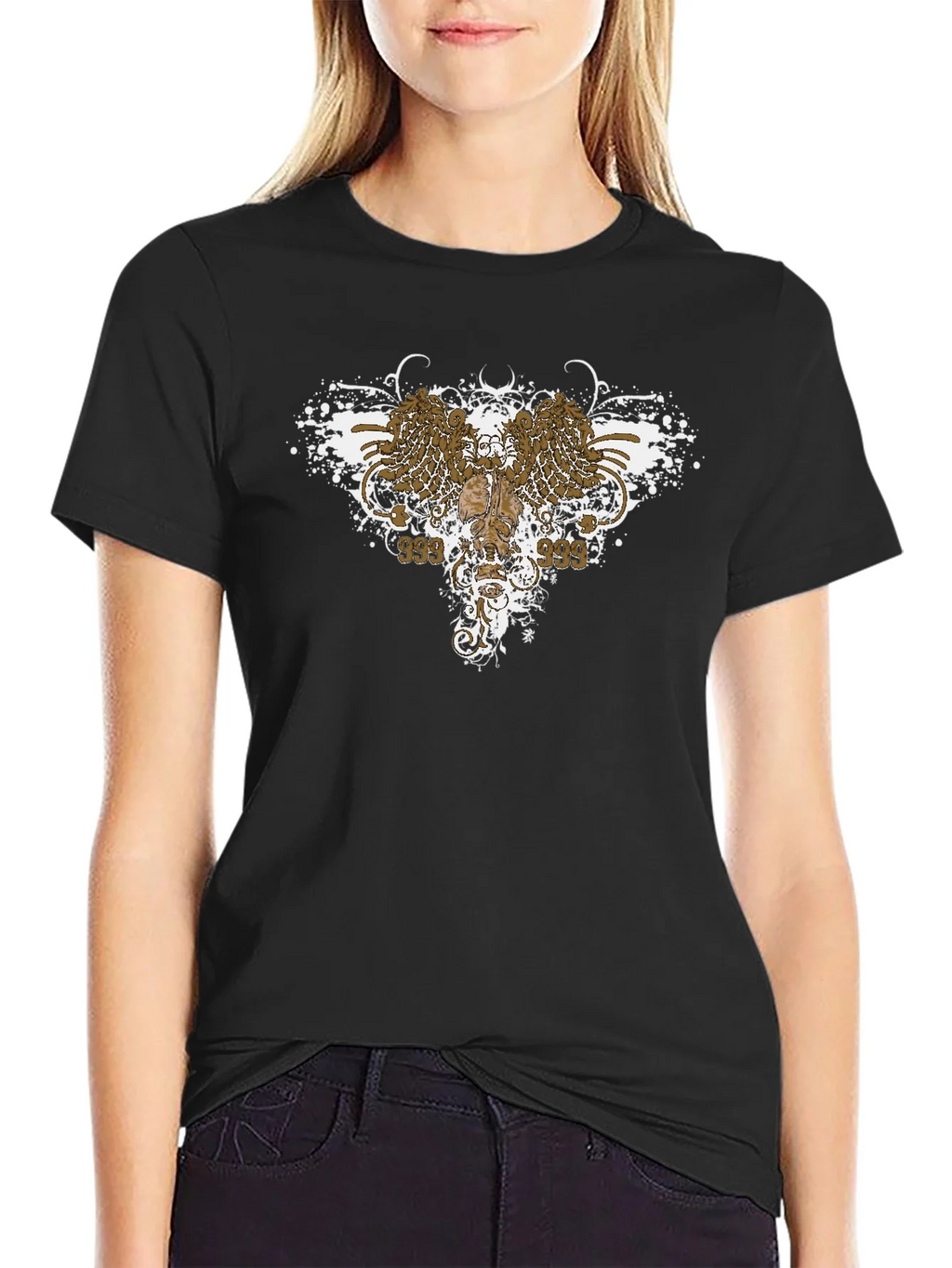 Edgy Graphic Tee: Wings & Skull Design product image 1