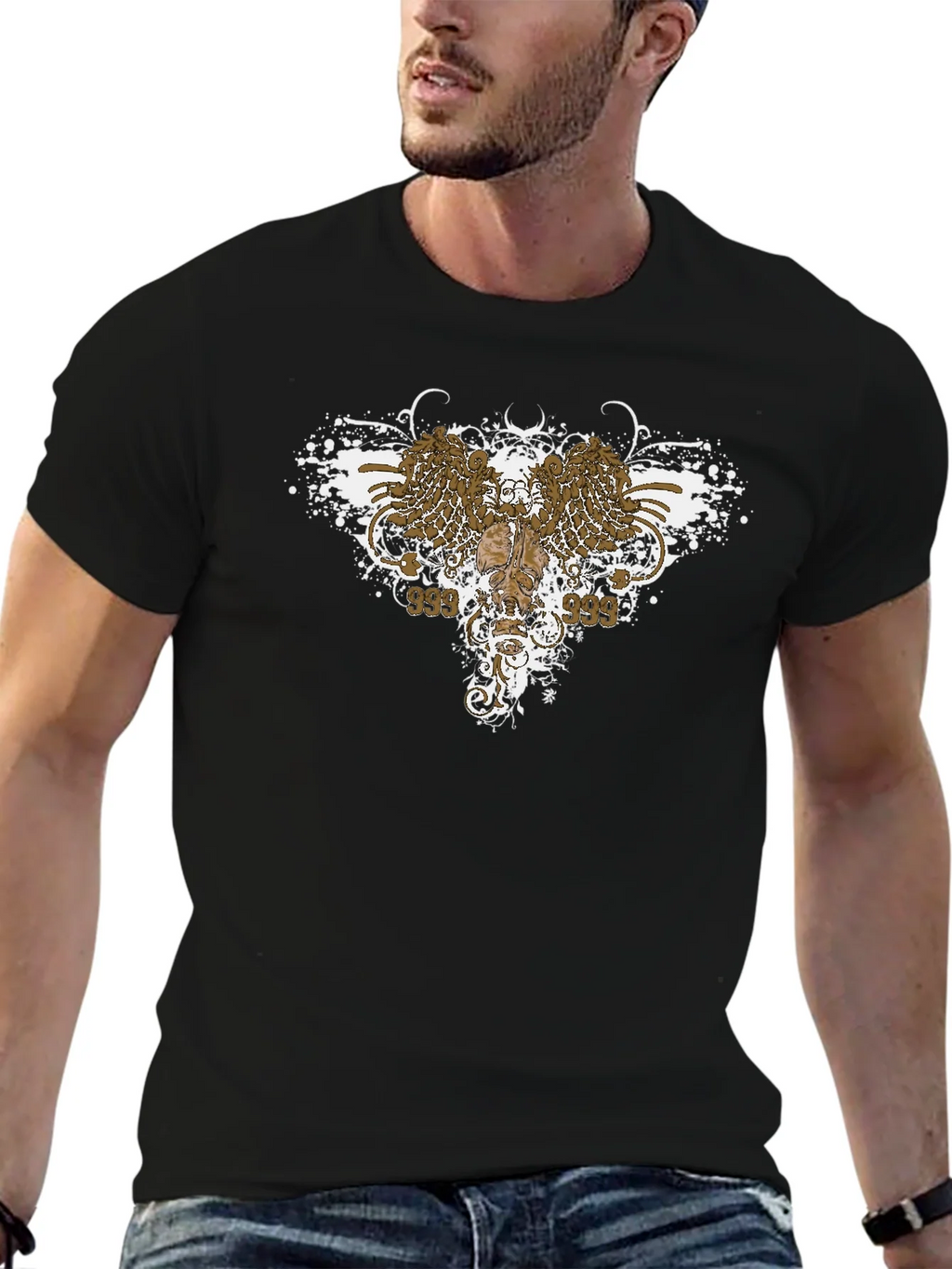 Edgy Graphic Tee: Wings & Skull Design product image 3