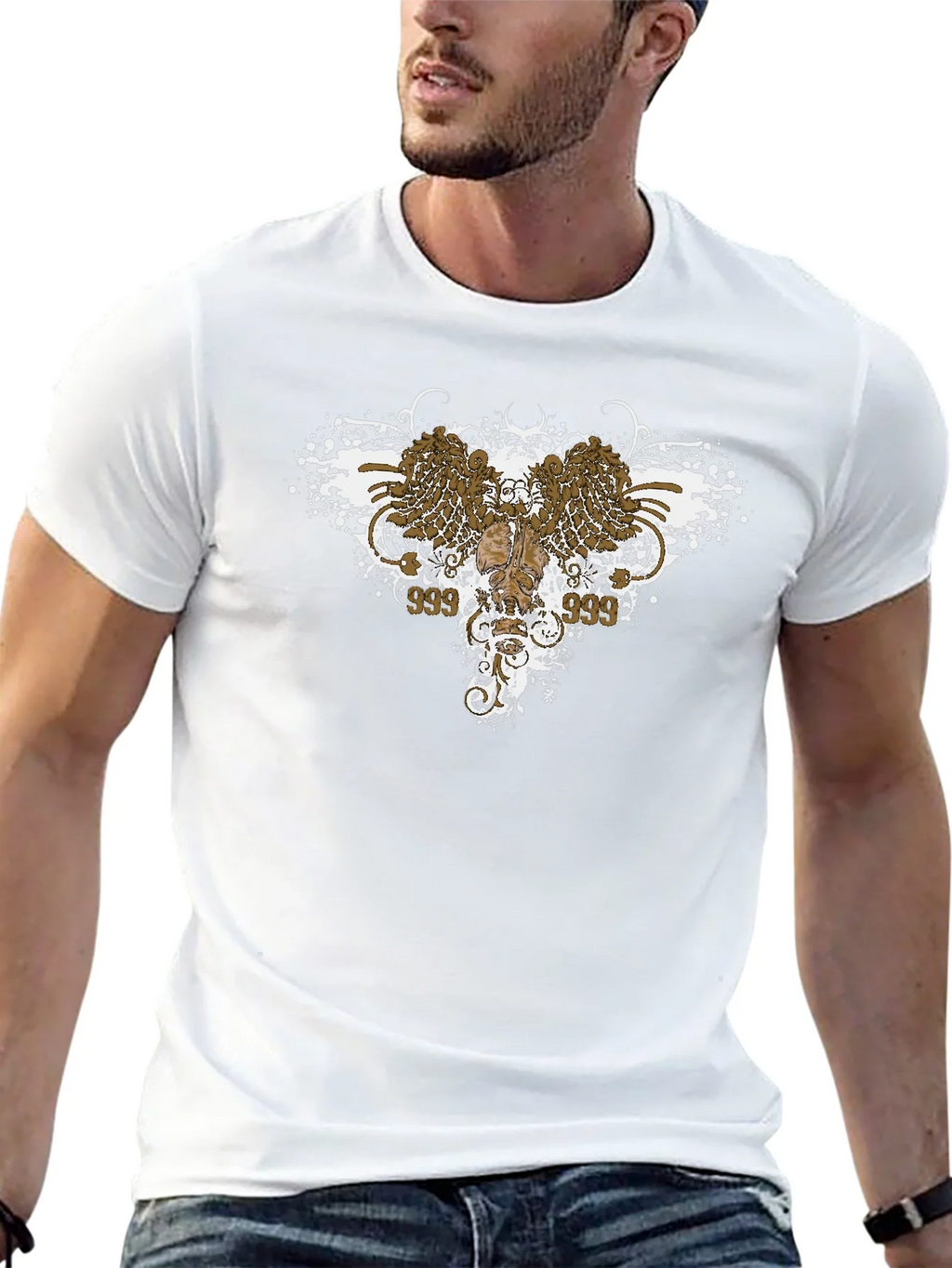 Edgy Graphic Tee: Wings & Skull Design product image 7