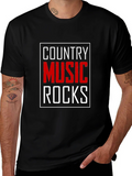 Country Music Rocks T-Shirt Black Cotton Tee product image 1