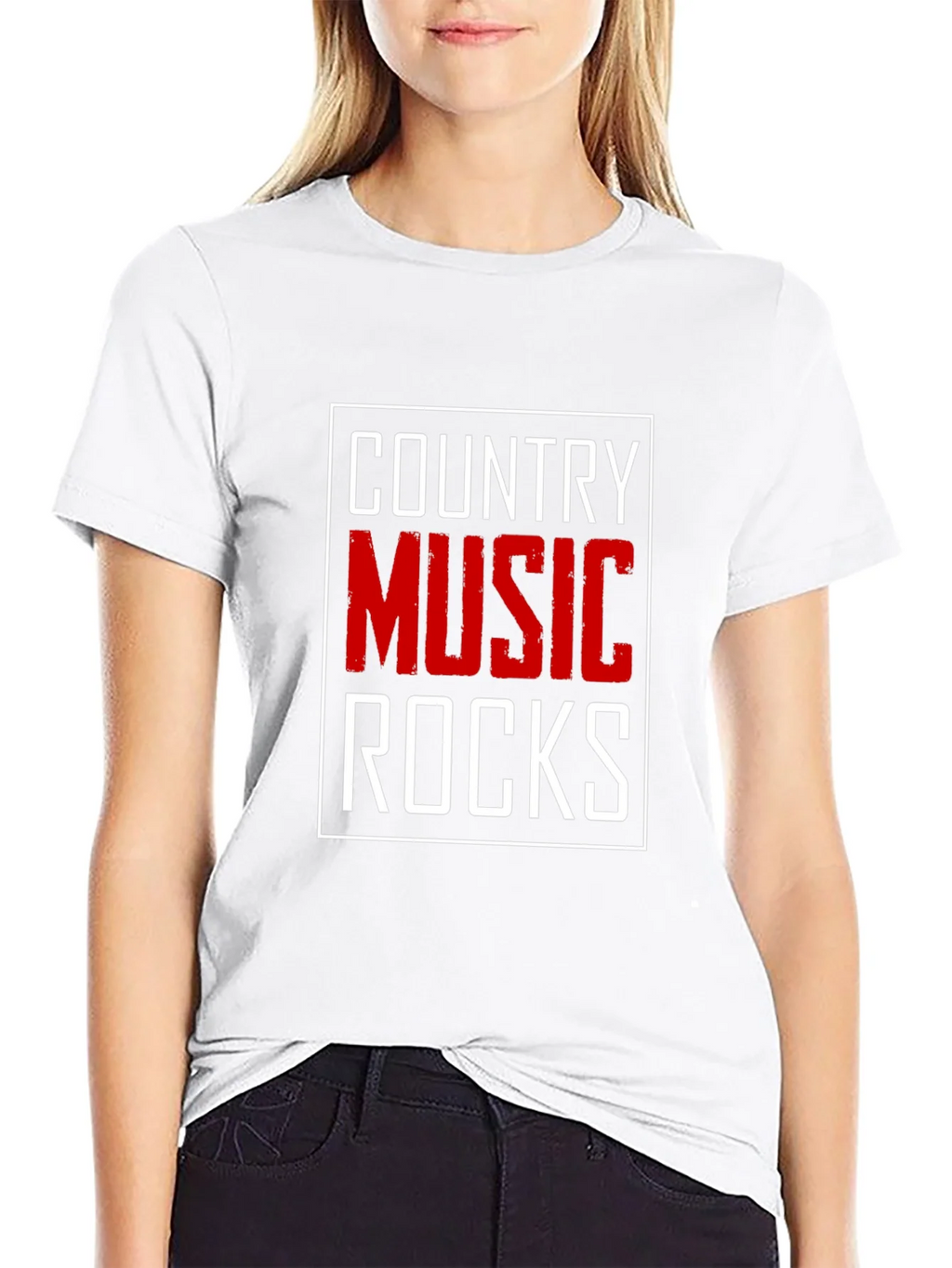 Country Music Rocks T-Shirt Black Cotton Tee product image 4