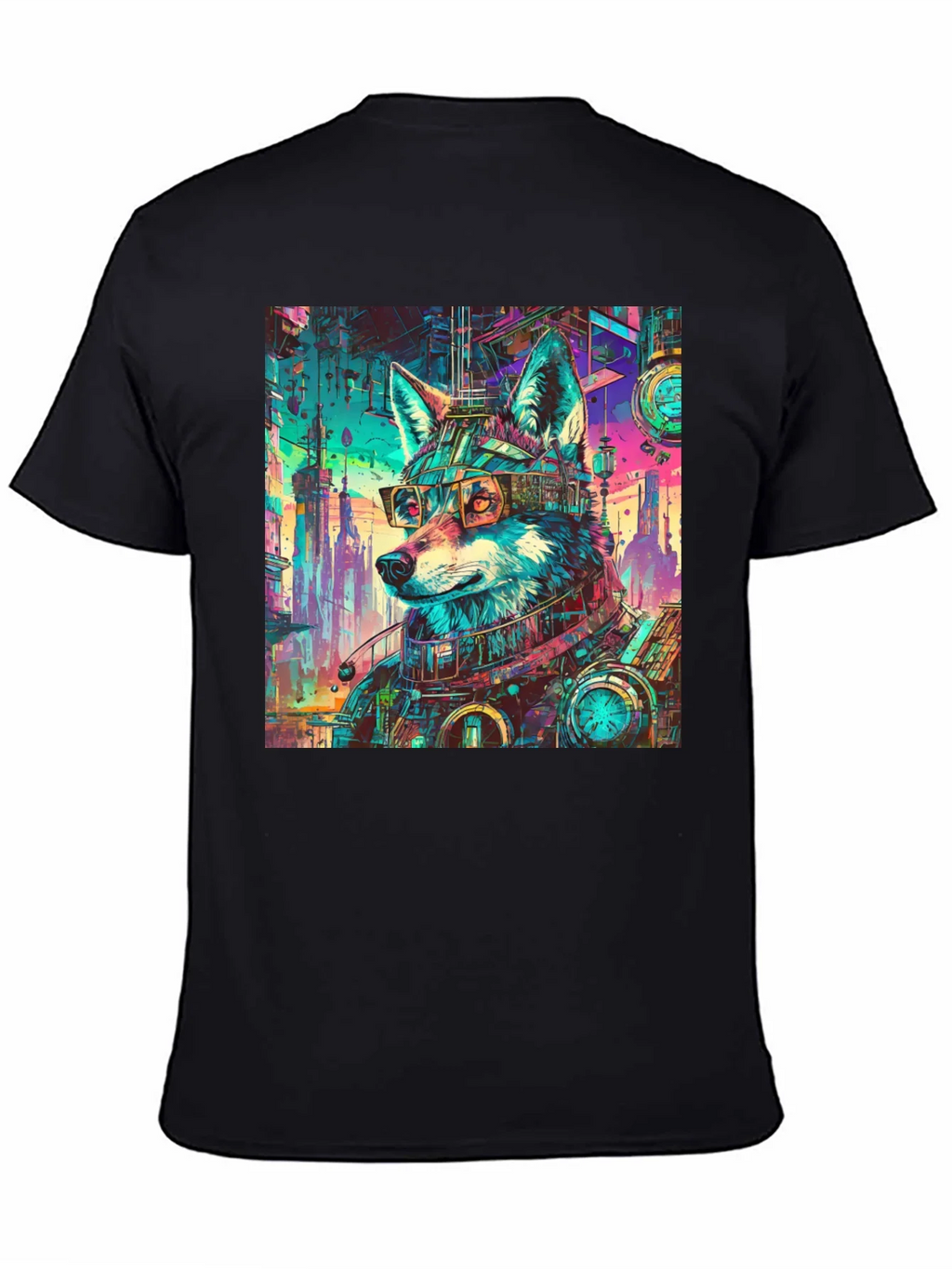 Cyberpunk Wolf Graphic Tee - Cool Animal Design product image 1