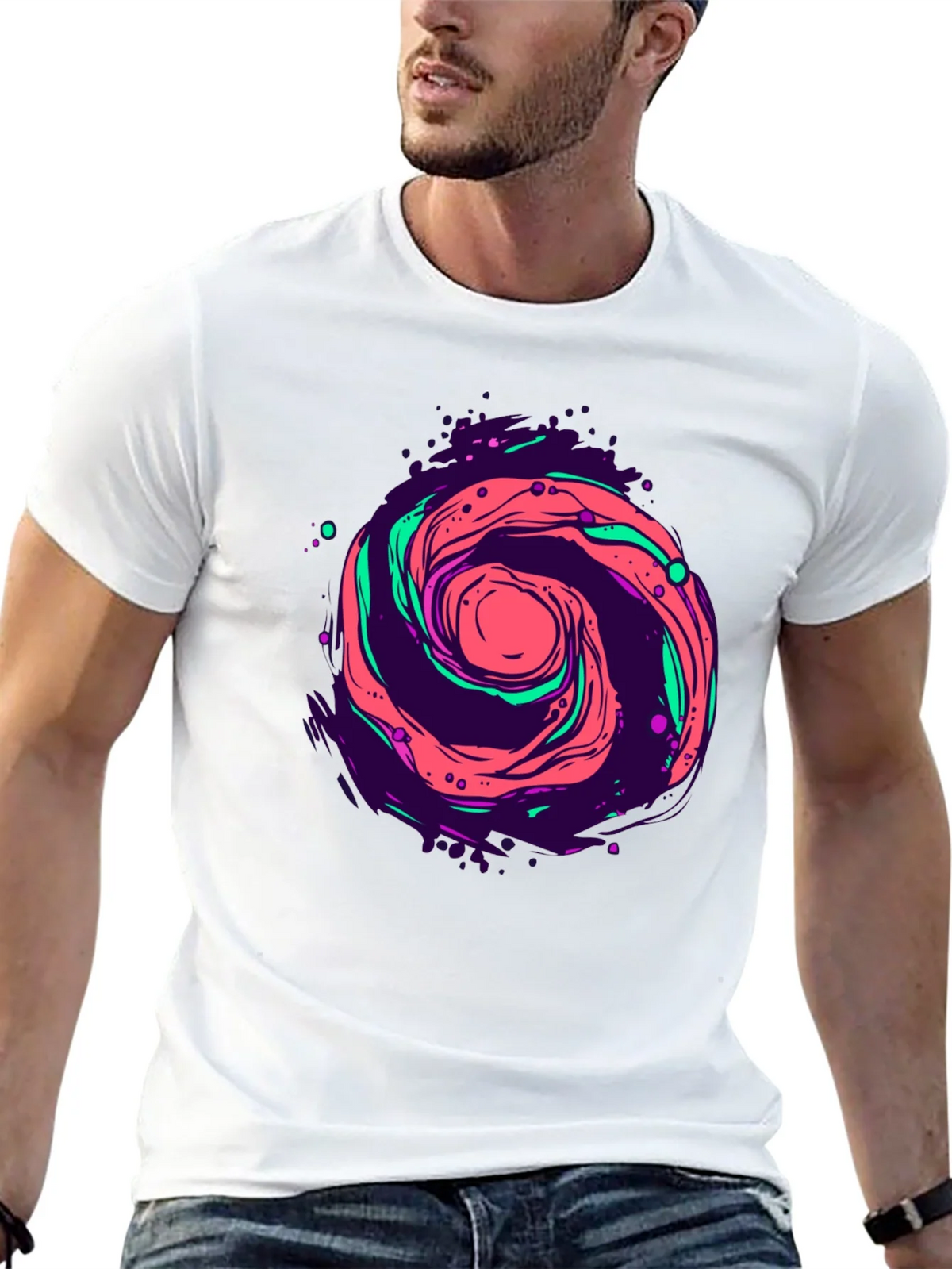 Cosmic Swirl Graphic Tee - Black Cotton Comfort product image 1