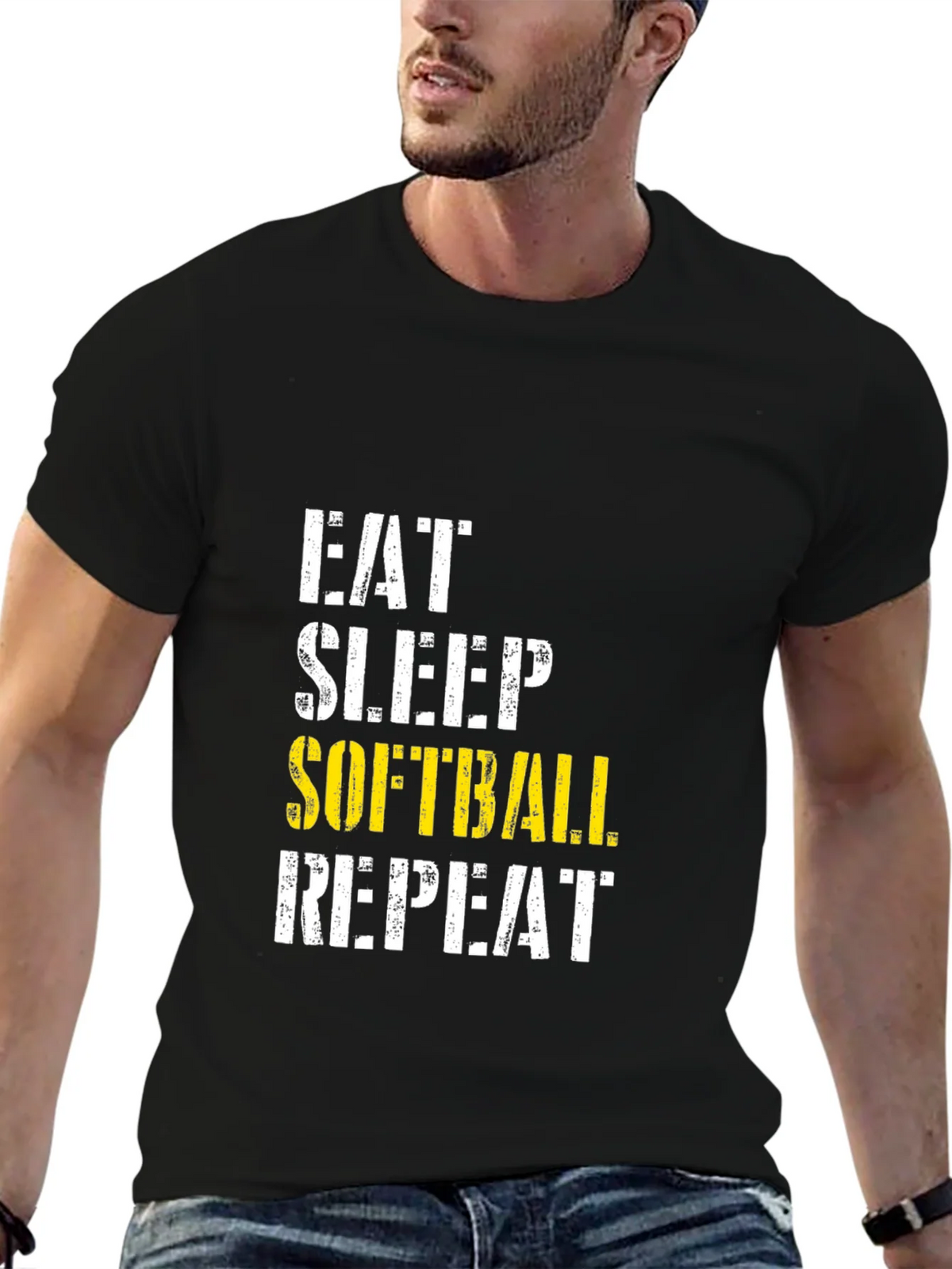 Eat Sleep Softball Repeat Graphic Tee product image 5