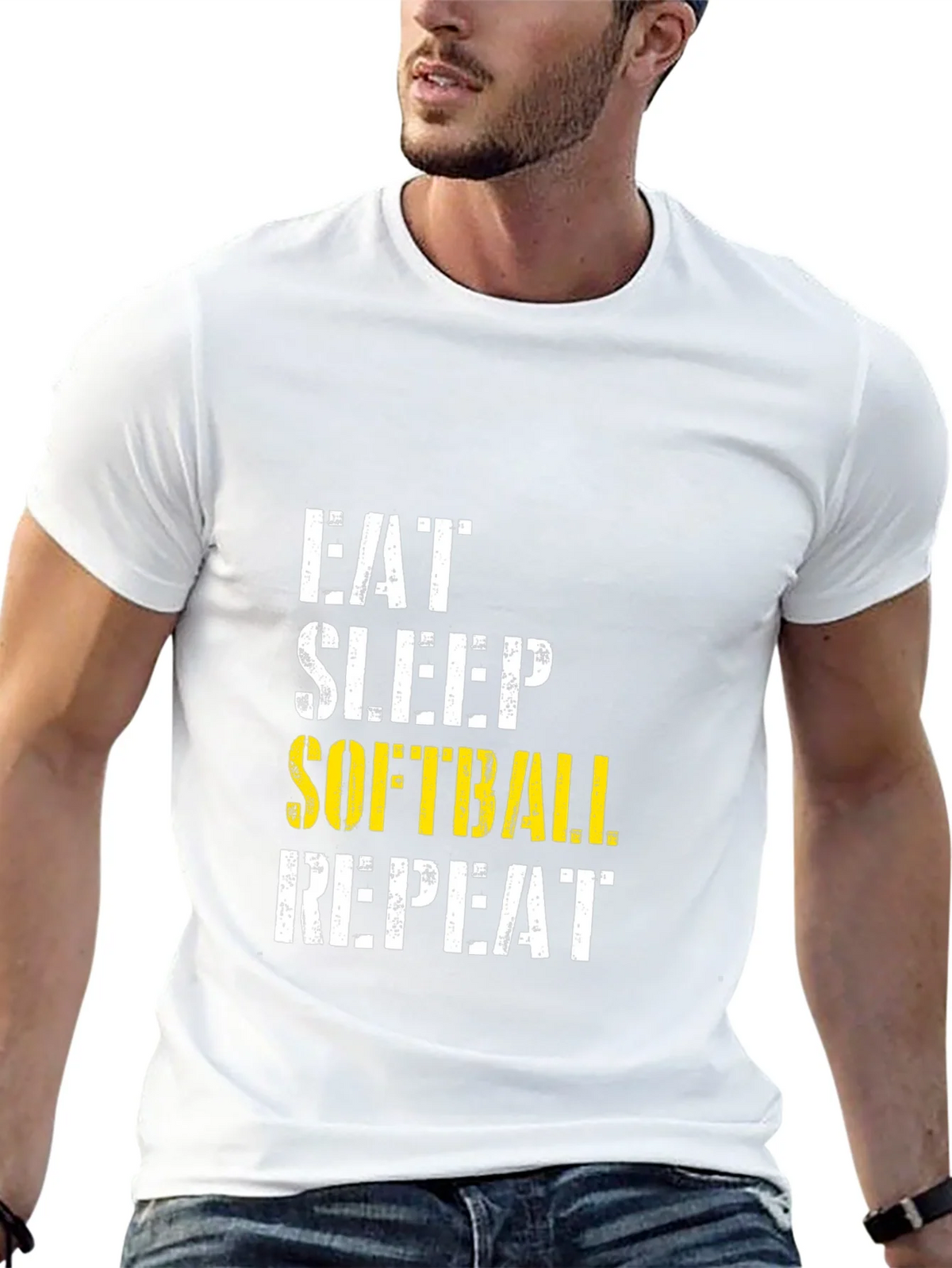Eat Sleep Softball Repeat Graphic Tee product image 9