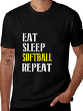 Eat Sleep Softball Repeat Graphic Tee product image 1
