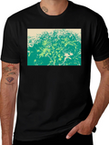Green Botanical Print Black T-Shirt product image 1