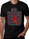 Clan Burt Scottish Tartan Crest Black T-Shirt product image 1