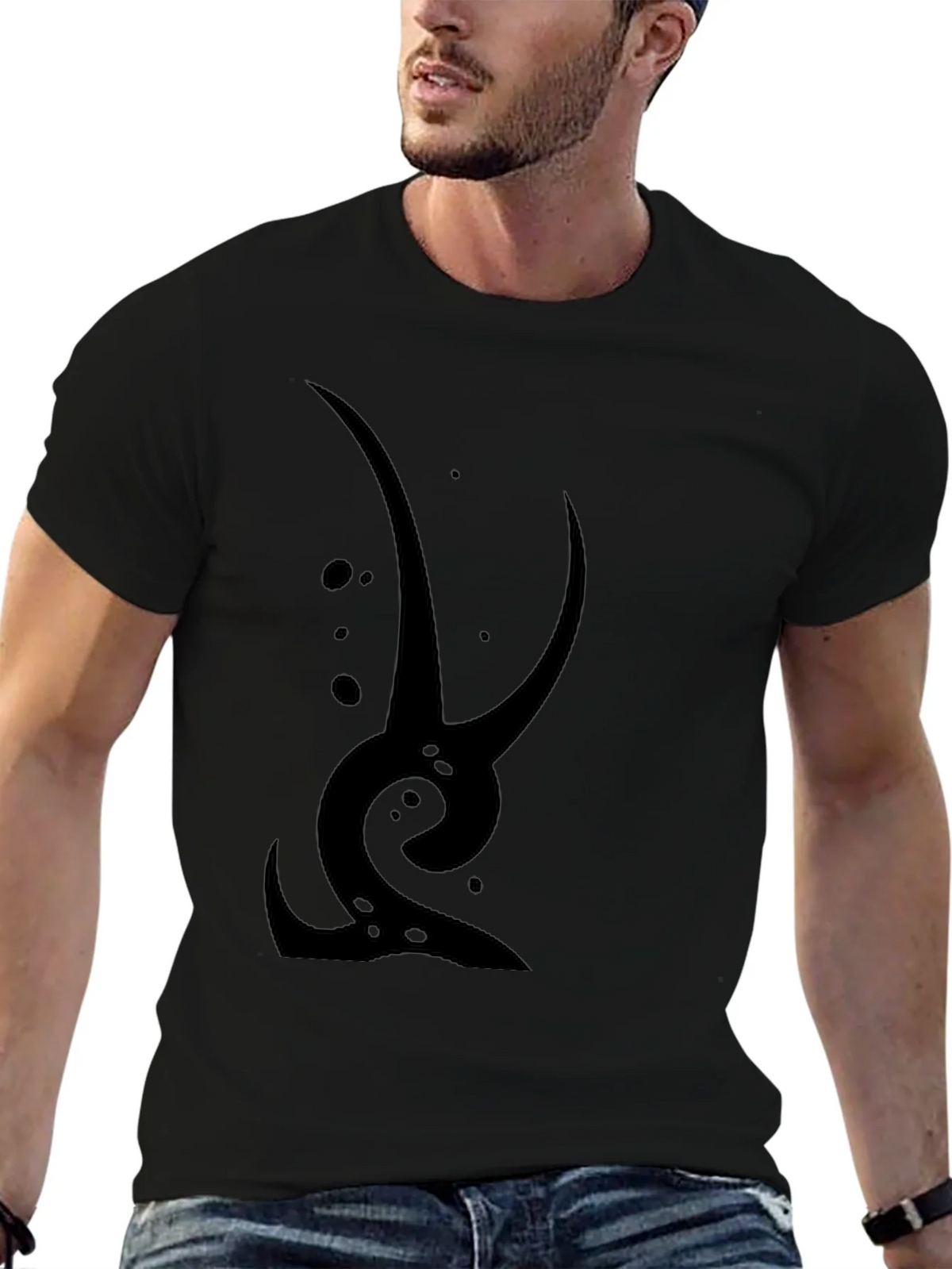 Abstract Graphic Tee - Black Cotton Casual Wear product image 2