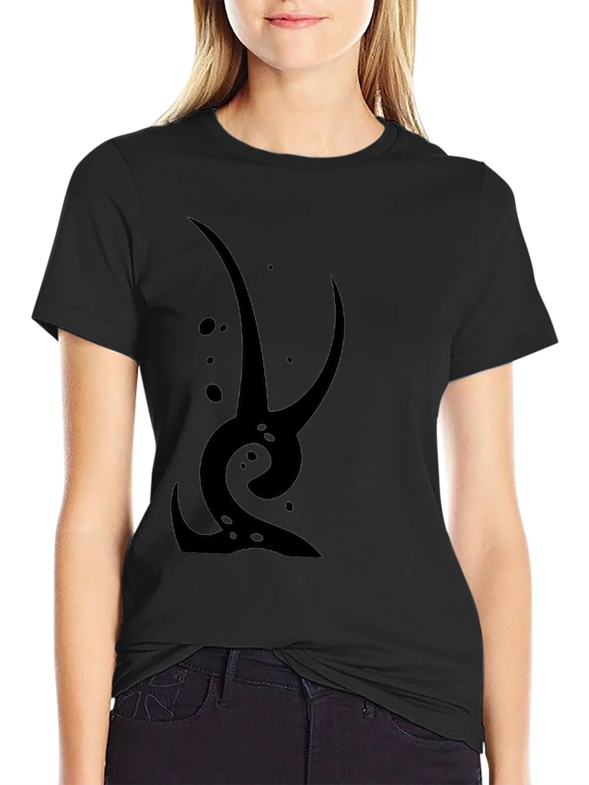 Abstract Graphic Tee - Black Cotton Casual Wear product image 1