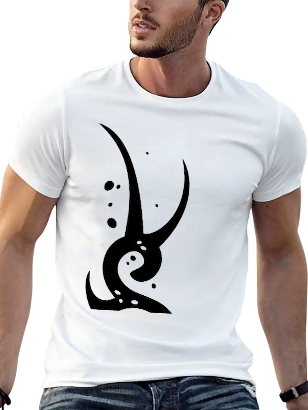 Abstract Graphic Tee - Black Cotton Casual Wear product image 5