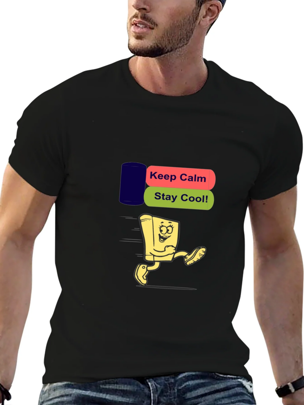 Keep Calm Stay Cool Black T-Shirt product image 5