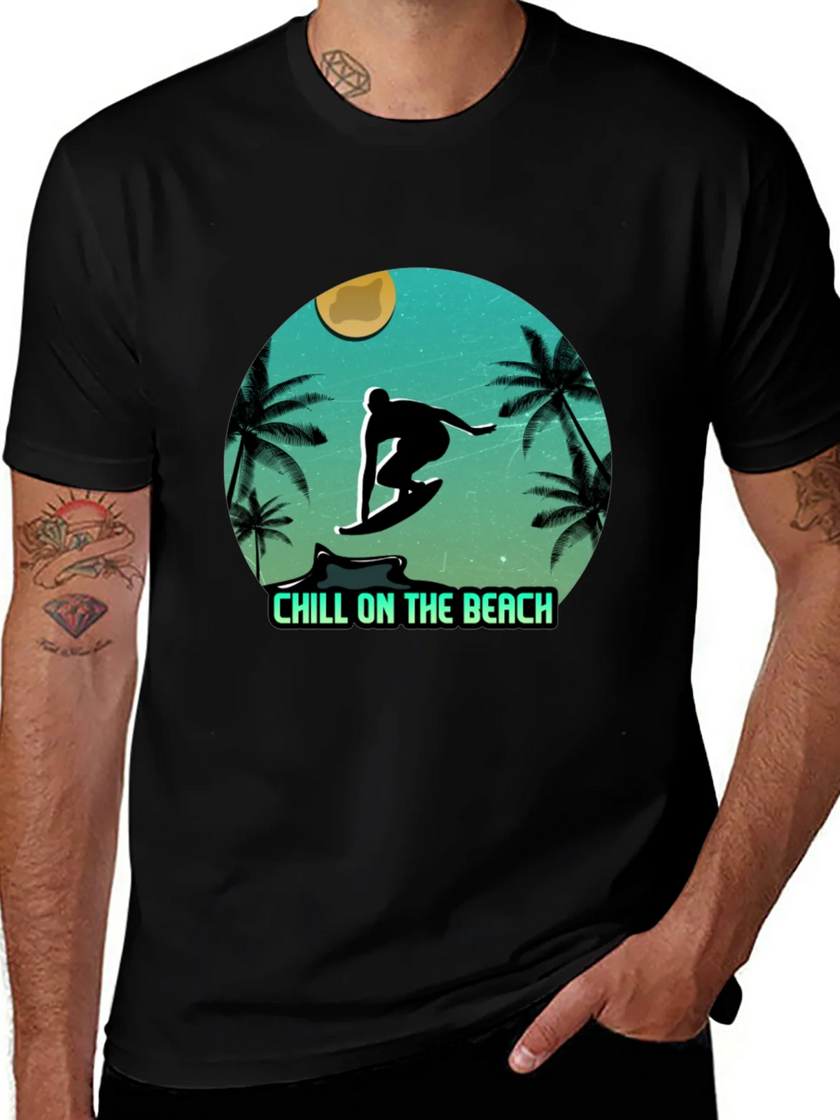 Chill On The Beach Surfer Graphic T-Shirt product image 1