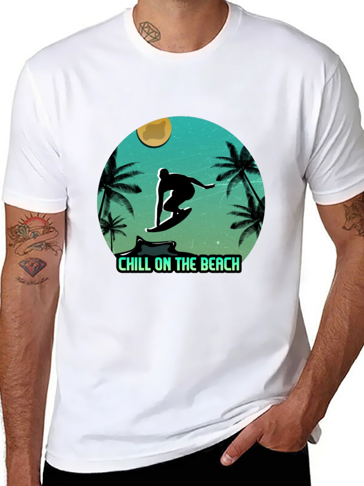 Chill On The Beach Surfer Graphic T-Shirt product image 4