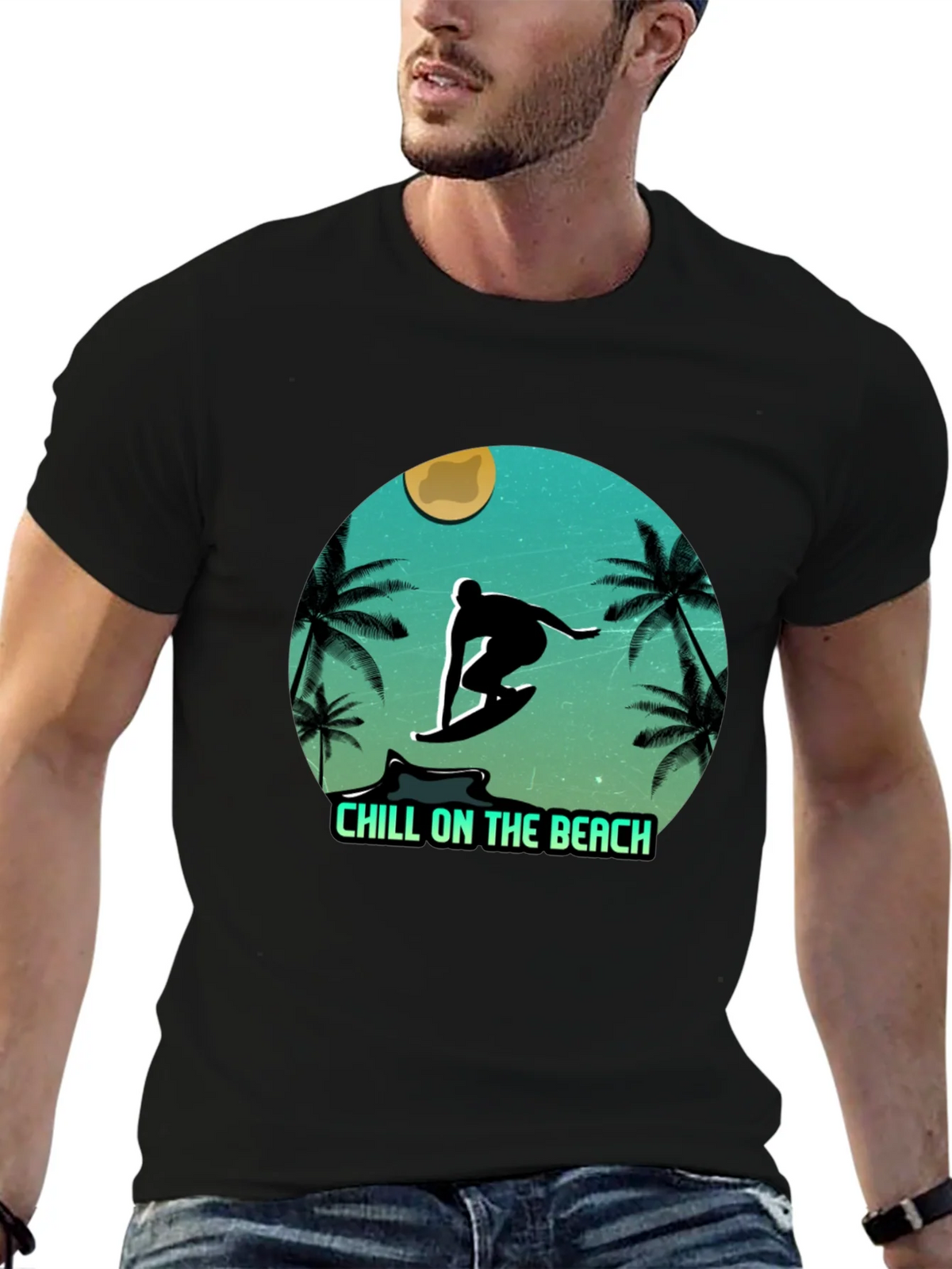 Chill On The Beach Surfer Graphic T-Shirt product image 3