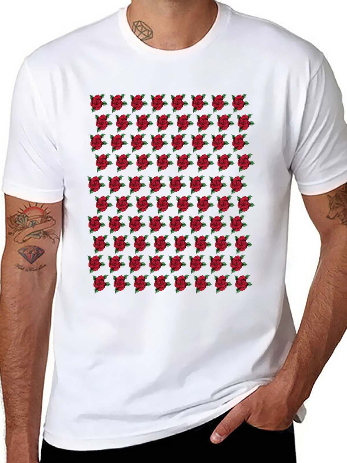 Rose Pattern Black T-Shirt product image 2