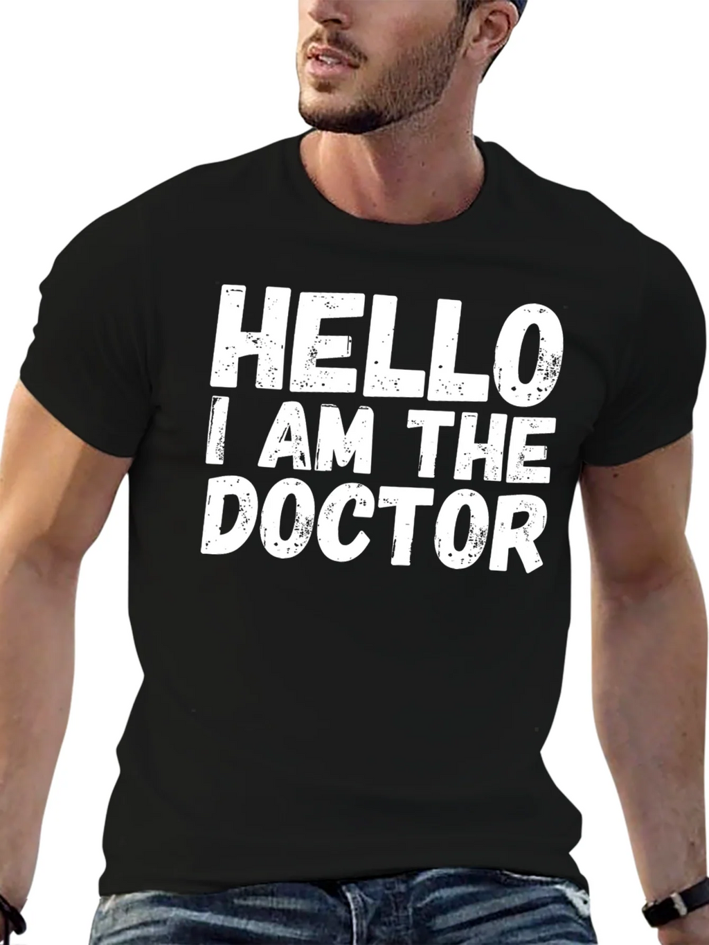 Hello I Am The Doctor T-Shirt - Black Novelty Tee product image 2