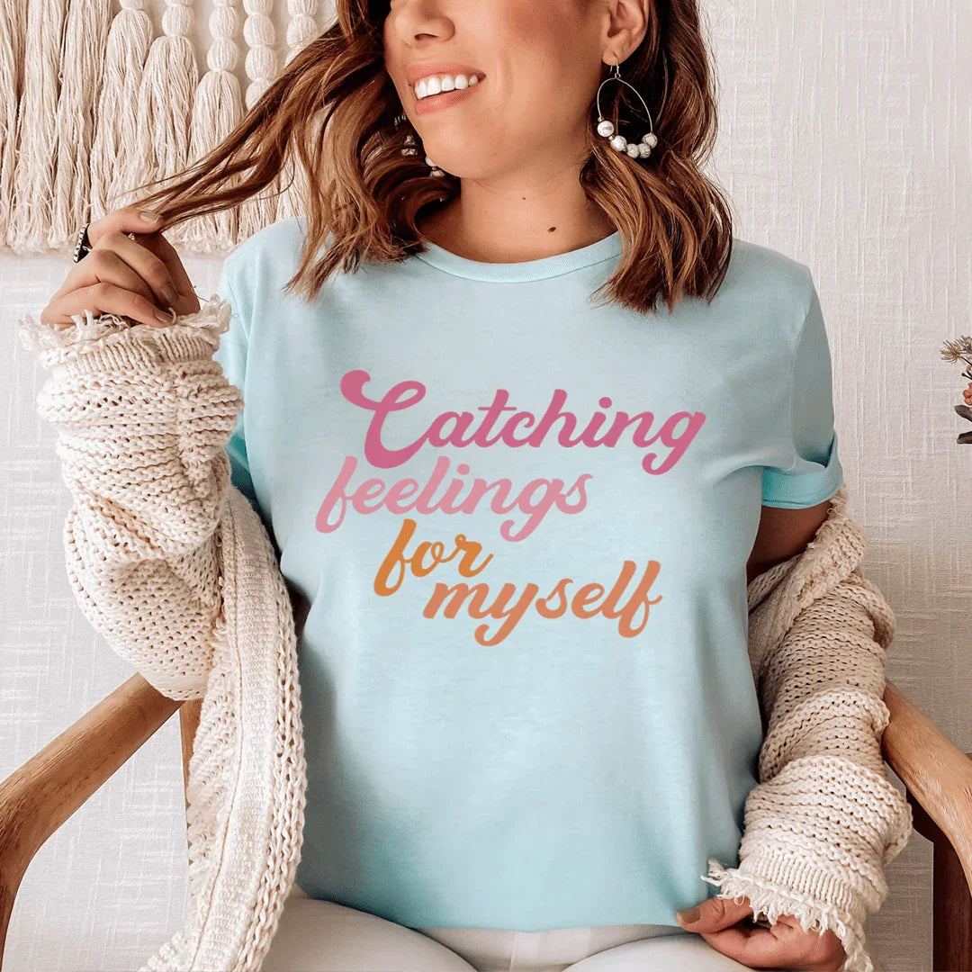 "Catching feelings for myself" – Retro Self-Love Graphic Top product image 3