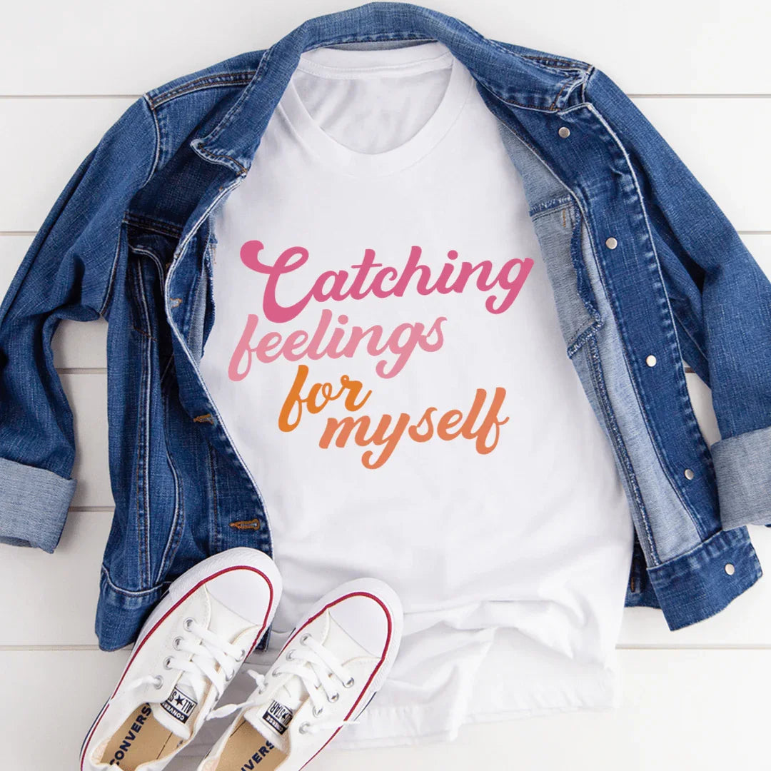 "Catching feelings for myself" – Retro Self-Love Graphic Top product image 4
