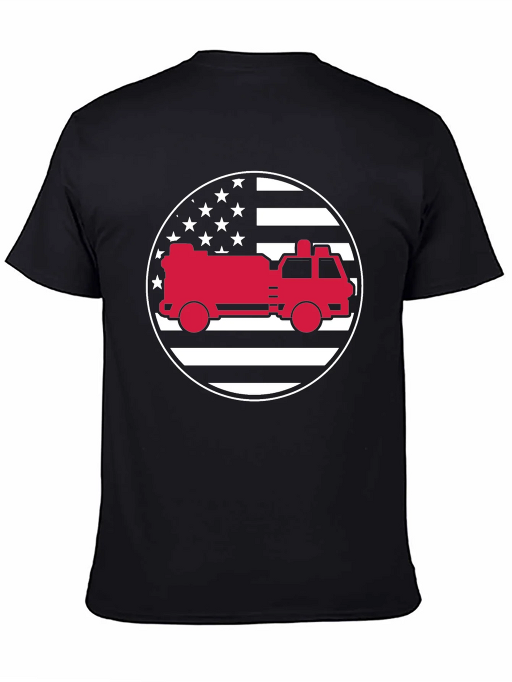 Fire Truck American Flag Graphic Tee product image 3