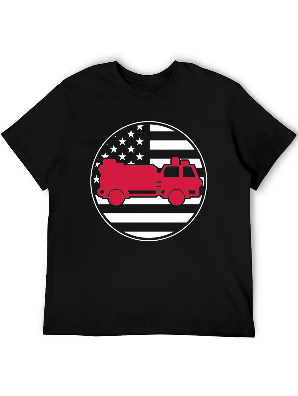Fire Truck American Flag Graphic Tee product image 4