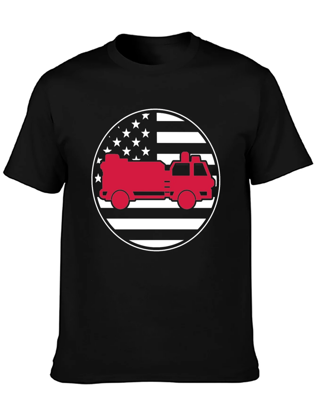 Fire Truck American Flag Graphic Tee product image 2