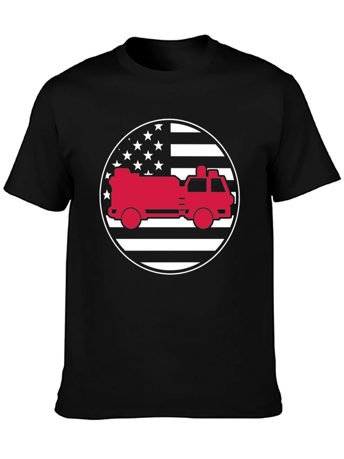 Fire Truck American Flag Graphic Tee product image 2