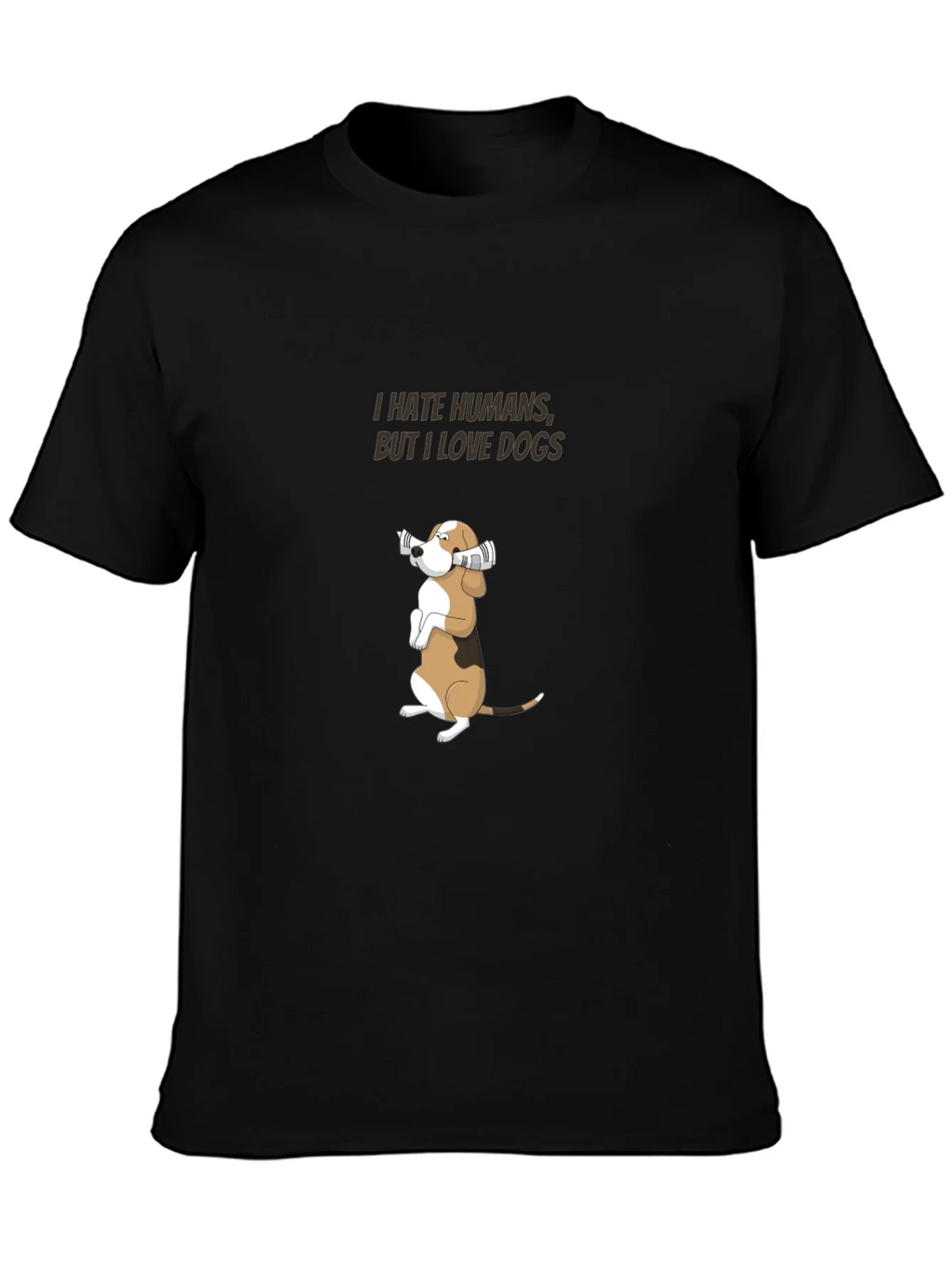 I Hate Humans But I Love Dogs Black T-Shirt product image 1