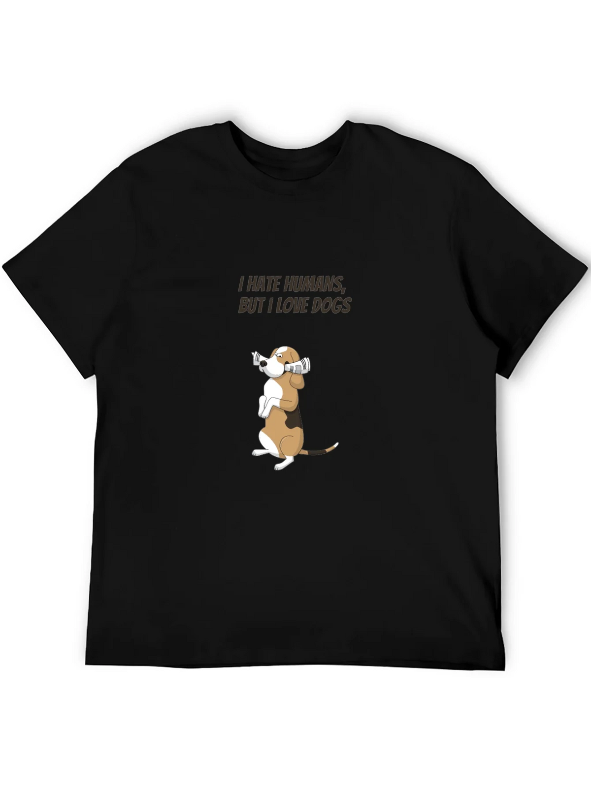 I Hate Humans But I Love Dogs Black T-Shirt product image 2
