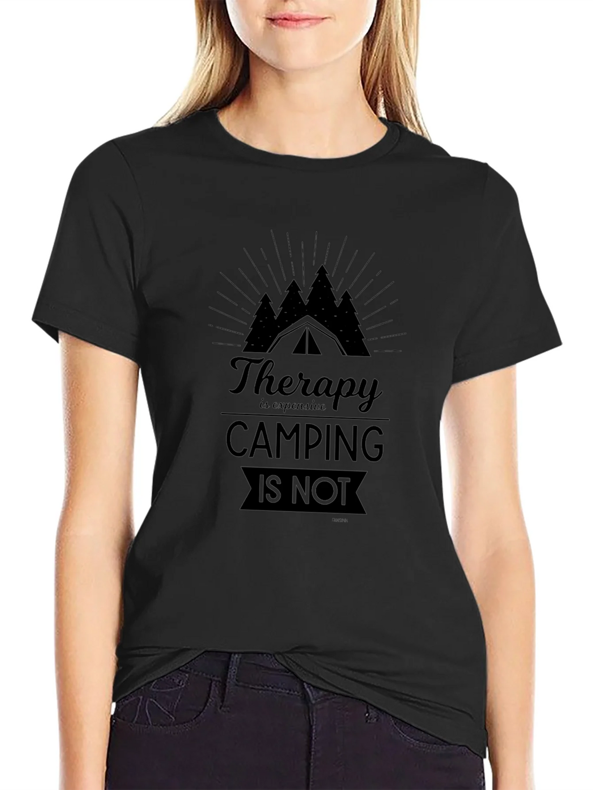 Camping Therapy Graphic Tee - Black Unisex product image 2