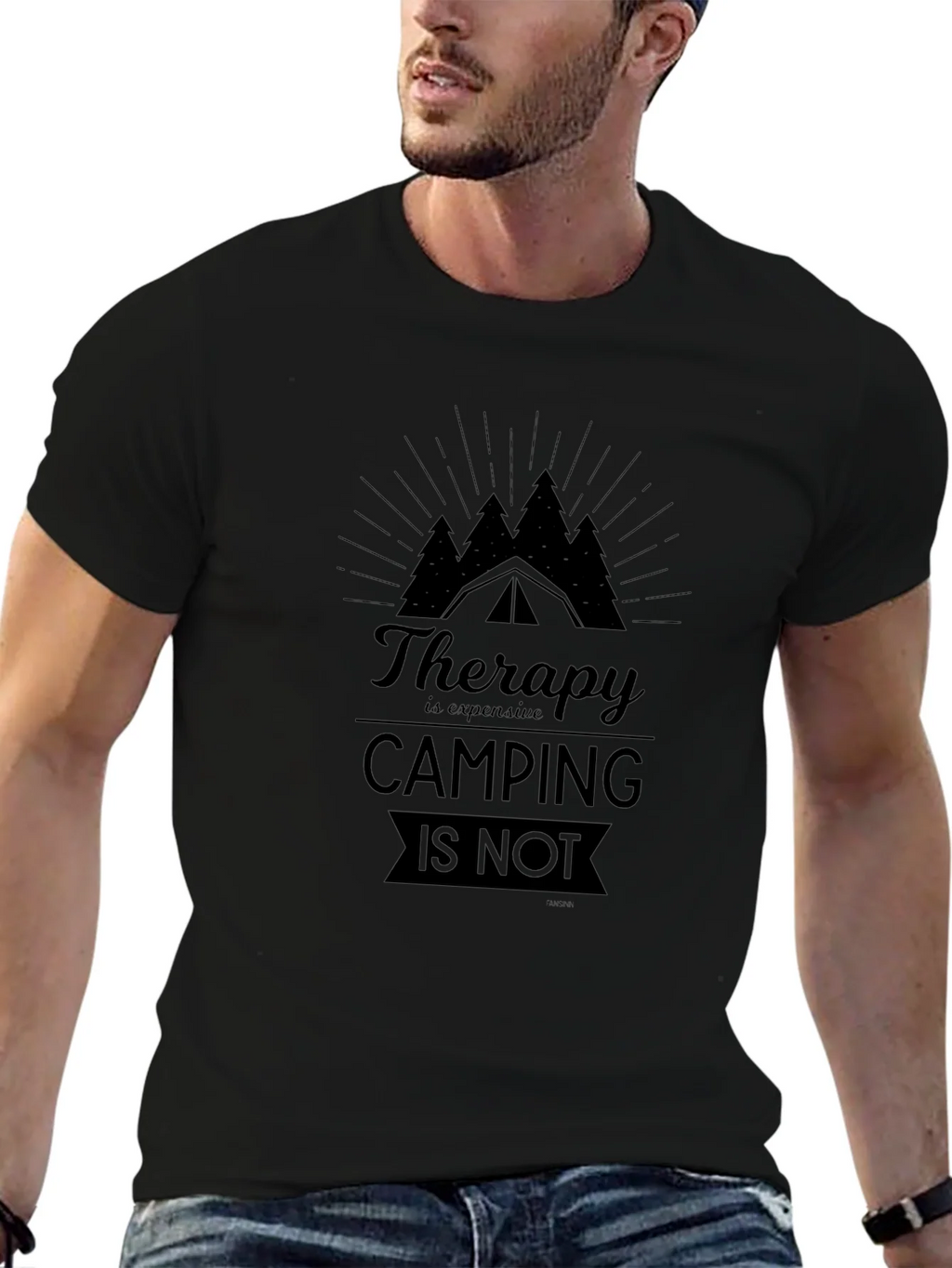 Camping Therapy Graphic Tee - Black Unisex product image 4