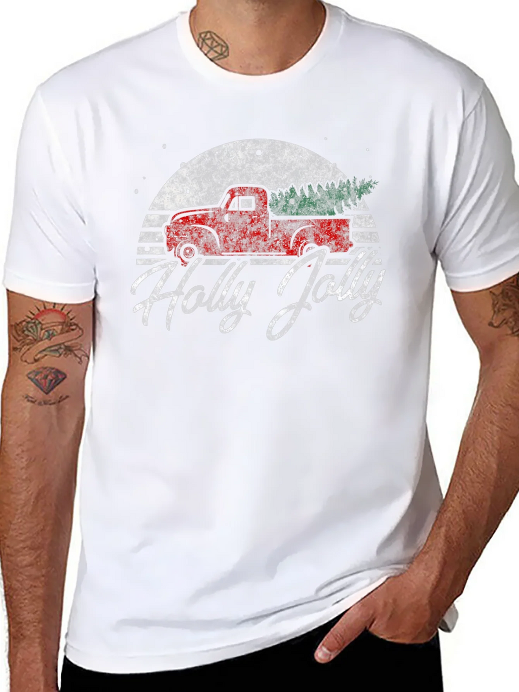 Holly Jolly Retro Truck Graphic T-Shirt product image 2