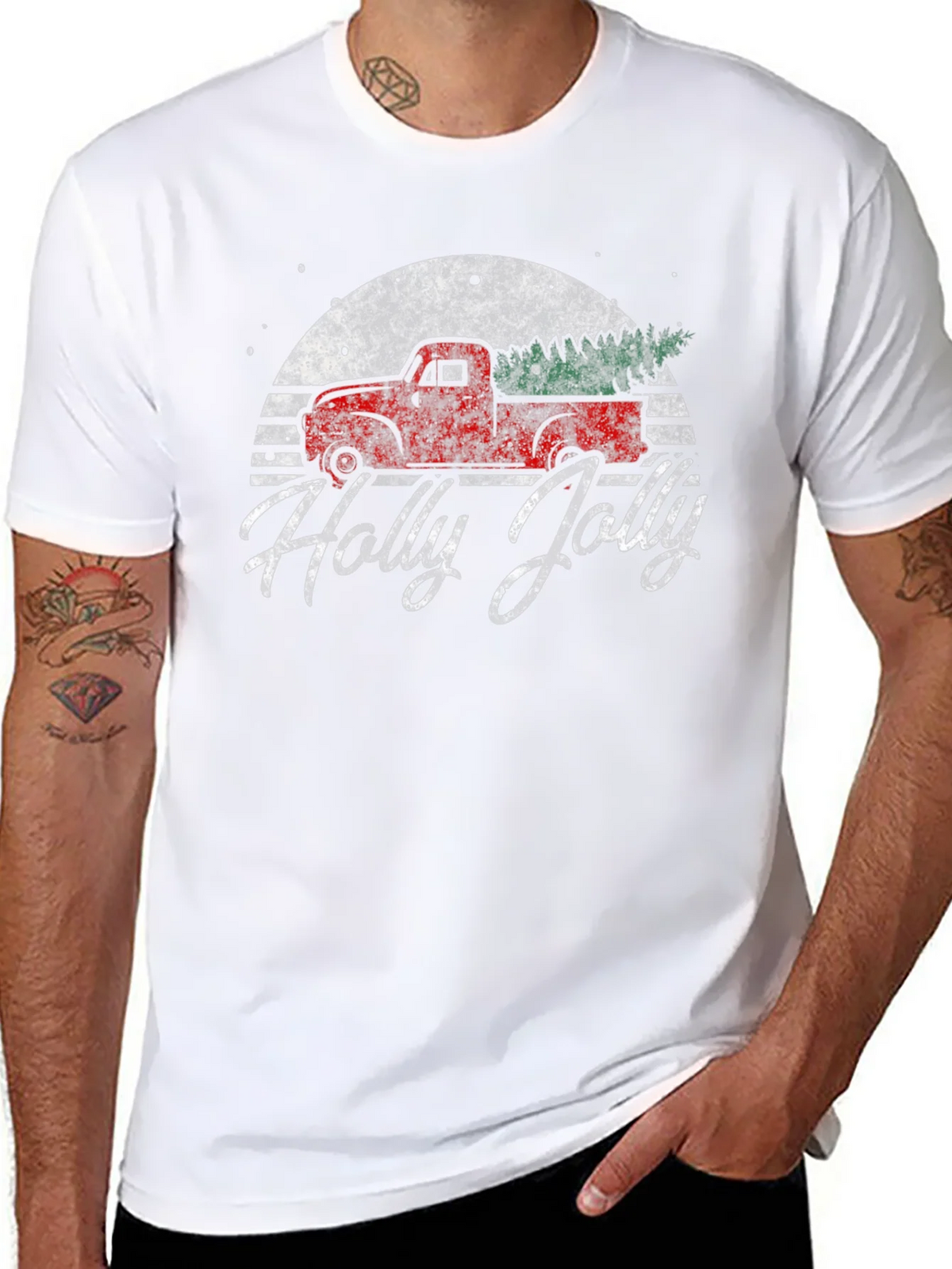 Holly Jolly Retro Truck Graphic T-Shirt product image 2