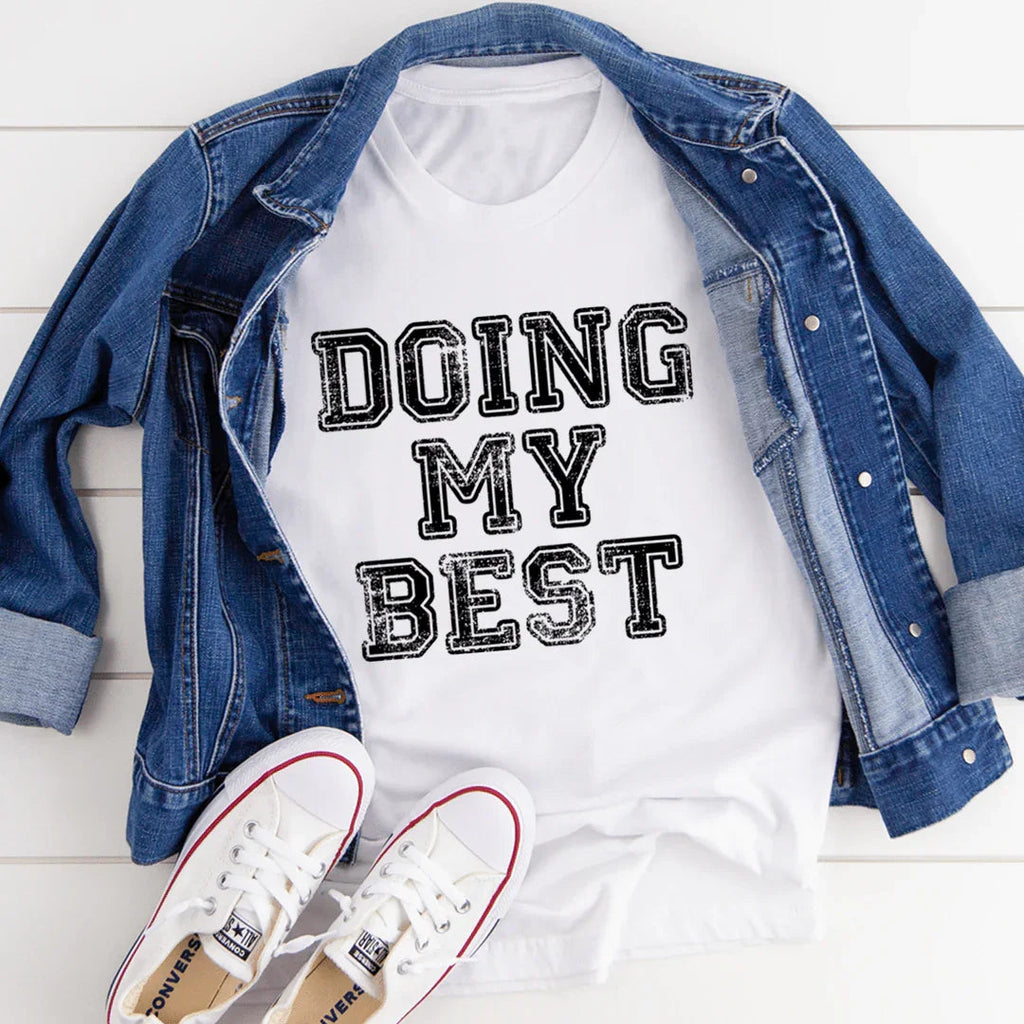 "DOING MY BEST" – Vintage Collegiate Relatable Graphic Tee product image 3