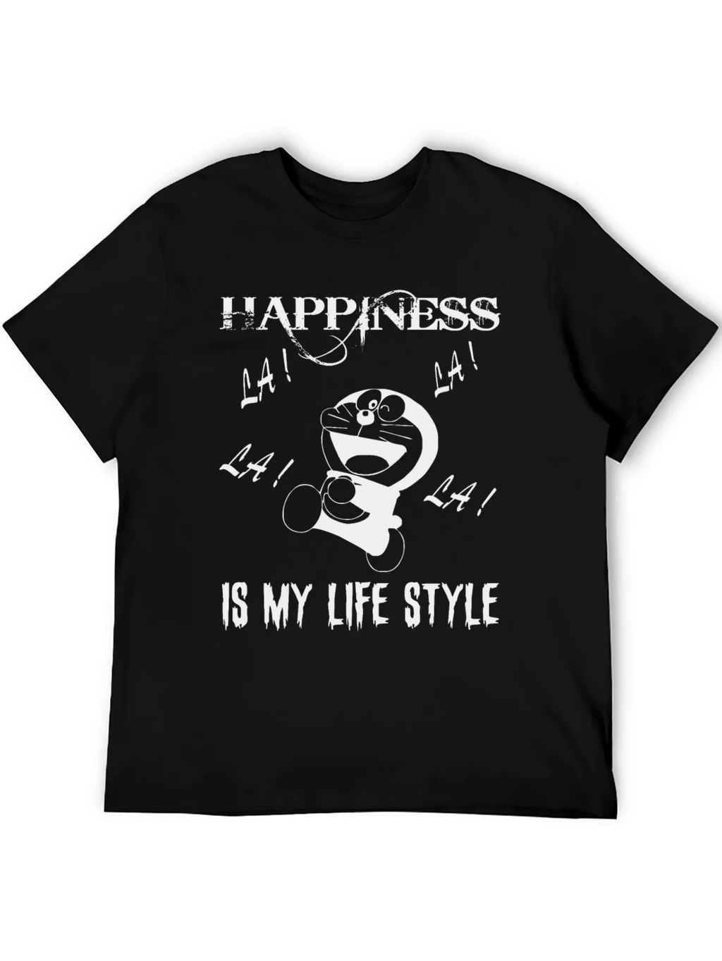 Happiness Doraemon Black Graphic Tee product image 5